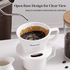 DOWAN Pour Over Coffee Maker, Non-Electric Pour Over Coffee Dripper with Open Base Design, Manual Brew Maker, Single Cups Porcelain Slow Brewing Accessories for Gifts, White