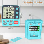FCXJTU Digital Dual Triple Kitchen Timer, 3 Channels Magnetic Countdown Stopwatch Timer for Cooking, Loud Alarm Large Display Multi Food Memory Timer for Seniors & Teachers Battery Included (Blue)