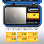 UNIWEIGH Digital Pocket Scale 200g/0.01g, Digital Gram Scale, Mini Jewelry Scales Digital Weight Grams with 50g Cal Weights for Food,Jewelry,Coins,Small Items,Coffee (Battery Included)-Blue
