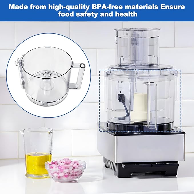 DLC-005AGTXT1 14-Cup Capacity Food Processor Working Bowl - Compatible with Cuisinart DFP-14 Series, Equipped with 4 Locking Clips, Suitable for DFP-14NWBCT1 Working Bowl Lid