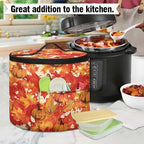 Fall Electric Pressure Cooker Insulation Bag Reinforced Zipper Closure Pressure Cooker Storage Top Padding Handle, Pumpkin Maple Leaf