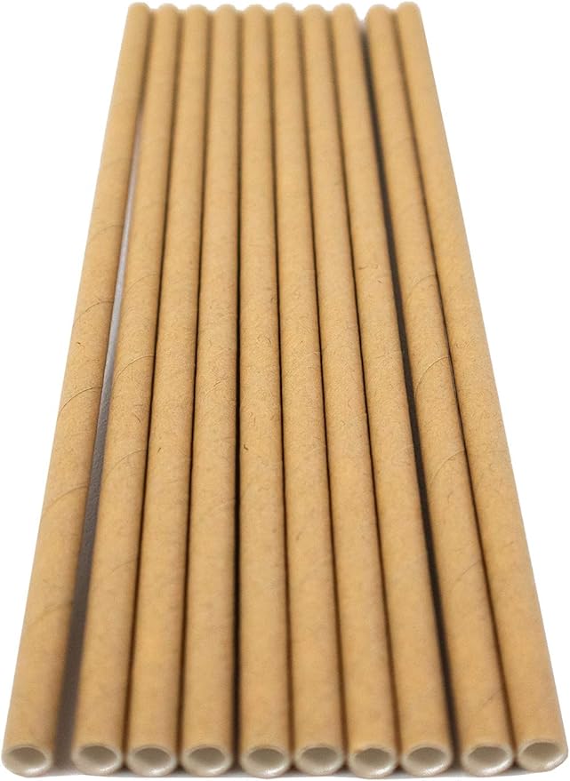 Pack of 150 Natural Kraft Biodegradable 4-Ply Paper Drinking Straws (Compostable, Non-toxic, BPA-free)
