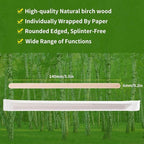 MFJUNS 500pcs Individually Wrapped Wooden Coffee Stirrers - 5.5" Coffee Stir Sticks, Round End Disposable Stir Sticks, For Coffee, Cocktail and Hot Drinks