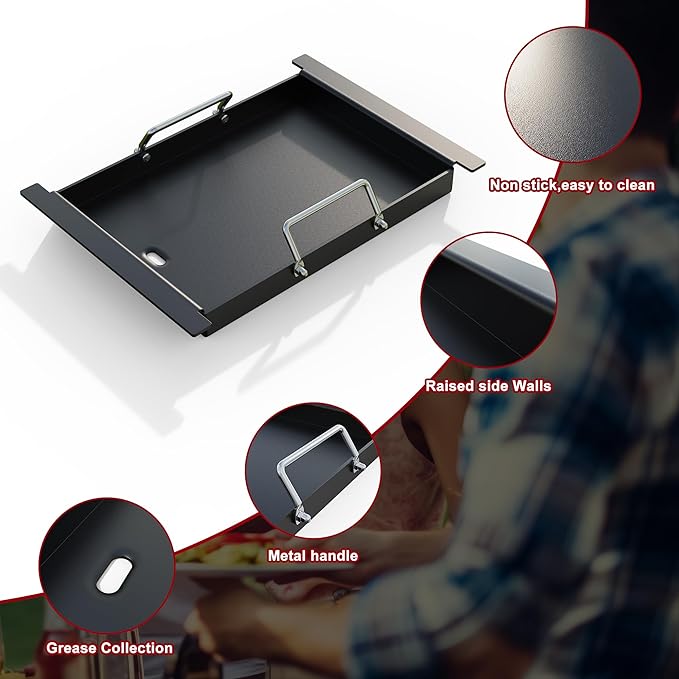 Half Size Griddle for Ninja Grill Replacment Parts,Griddle Plate for Ninja FlexFlame PG300 Grills, Carbon Steel Griddle Insert Compatible with Flex Flame Griddle Plate Part XSKHLFGRIDLE