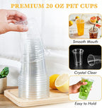 Vplus 160 Pack 20 OZ PET Clear Plastic Cups with Lids, 20 OZ Crystal Cold Disposable Drinking Plastic Cups with Flat Lids, Perfect for Ice Coffee, Smoothie, Juice