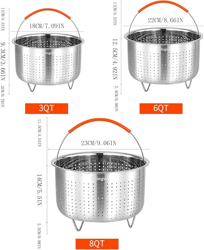 Steamer Basket for Instant Pot, Stainless Steel Vegetable Steamer Basket Insert for Pots (6qt)