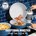 Umite Chef Pots and Pans Set Non Stick, 21 pcs Ceramic Cookware Set with Detachable Handles, Healthy Induction Cookware Oven Safe RV Kitchen Cooking Set with Utensils, PFAS PFOA & PTFE Free, Navy