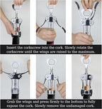 KORCCI Wine Opener, Heavy-Duty Zinc Alloy Wing Corkscrew, Premium Beer Bottle Opener, Multifunctional Wine Accessories with Ergonomic Handle and Sharp Screw, for Kitchen, Bar, Restaurant (2PCS)