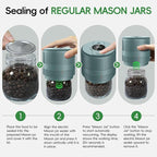 Mason Jar Vacuum Sealer Kit, Electric Sealer for Wide and Regular Mouth Mason Lids, Canning Vacuum Sealer Mason Jar, Automatic Vacuum Sealer Machine for Food Storage - Saxe Blue