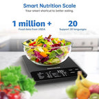 Smart Food Kitchen Scale with Nutritional Calculator, 30 Nutrients App for Tracking Calories, Fat, Carbs & Protein, Personal Goals and Daily Reports, On-Screen Nutrient Info, 22lb/10Kg