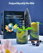 ISMASOAN Hobnail Drinking Glasses Set of 8, Blue Vintage Glassware 14 oz and 12 oz, Glass Cups, Cups for Kitchen, Bar Glasses for Beer, Juice, Cocktail, Whiskey, Milk