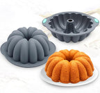 Tongjude 4 Pieces Silicone Fluted Tube Cake Pans, 10 Cups Tube Baking Pan, Jello Mold, Silicone Molds for Homemade Cake, Bread and Jello, Non-Stick, Grey