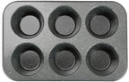 Monfish 2PCS Deep Jumbo Muffin Pan 6 Cup Carbon Steel Black Stone non Stick Coating Muffin Tin 3.5diax3 cup