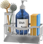 Maifan Sink Caddy Sponge Holder for Kitchen with Brush Holder and Stainless Steel Self Drain Tray, Rustproof Kitchen Sink Organizer for Sponge, Soap Dispenser Storage Accessories (Lacquer Silver) | Sponge Holder, Brush Holder, Self Drain Tray, Rustproo...