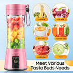 Cordless Portable Personal Size Blender - Mini Blender Make Smoothies and Shakes, 380Ml BPA Free Travel Cup, Powerful Blending Suit in Office/Home/Gym