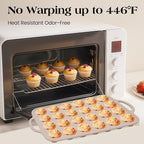 Vinino Mini Silicone Muffin Pans for Baking with Metal Reinforced Frame, 24 Cups Brown Regular Size Nonstick Cupcake Pan, BPA Free Oven Dishwasher Safe Baking Mold for Muffins Cupcakes