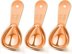 Patelai 3 Pieces Coffee Scoop Tablespoon Measuring Spoons Stainless Steel Coffee Scoops Short Handle Tablespoon for Tea Sugar Kitchen Gifts(15 ml,Rose Gold)