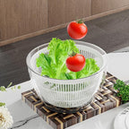 BREZINA Salad Spinner 6.3 QT with Easy Push Handle & Brake – Large Lettuce Dryer & Vegetable Washer, One-Handed Operation, BPA-Free Bowl & Colander for Salad, Fruits & Herbs – White