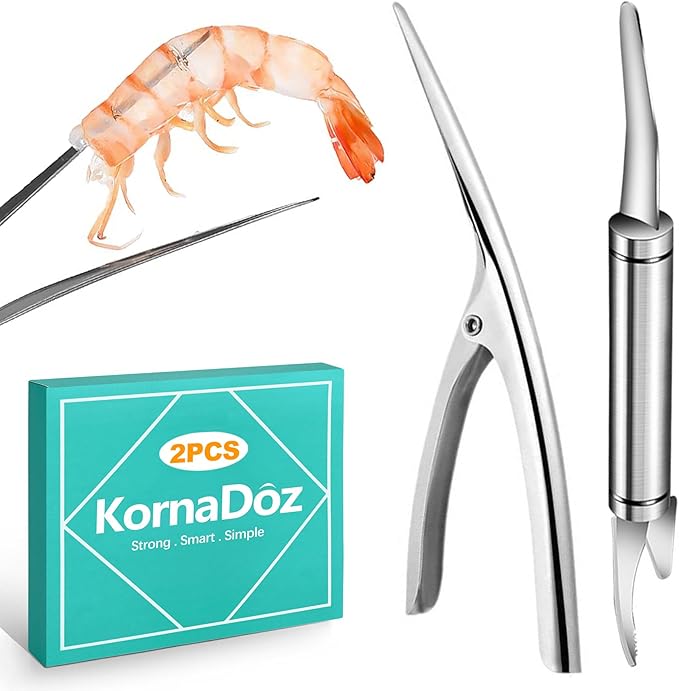 2 Pack Stainless Steel Shrimp Peeler and Deveiner Tool, Multifunctional Shrimp Cleaner Knife for Effortless Seafood Prep, Professional Shrimp Cleaning Gadget for Home Kitchen