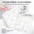2 Pcs Silicone Muffin Pan for Baking with Metal Frame, Nonstick 12 Cup Regular Size Cupcake Pan, Silicone Muffin Tray for Egg Bites (Cream)