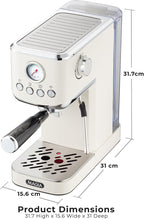 Zulay Kitchen Magia Compact Espresso Machine – 20 Bar Coffee Maker with Milk Frother Steam Wand, Latte & Cappuccino Maker, 1350W Fast Heating, 40oz Removable Water Tank, Stainless Steel – Cream