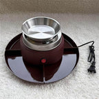 Electric Maker Electric Fondue Pot Set with Forks 4 Detachable Trays Maker Set for Wedding Family Party Indoor, Reddish Brown