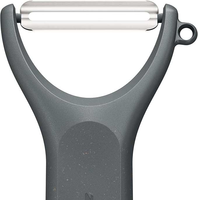 Zyliss Y Peeler – Extra-Hardened Stainless Steel Blade for Effortless Fruit & Vegetable Peeling – Built-in Eye Cutter – Ergonomic Wheatstraw Grip – Dishwasher Safe with Safety Cover – Black