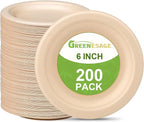 Small Paper Plates 6 inch, Compostable Eco Friendly Disposable Plates for Appetizer, Cake, Dessert