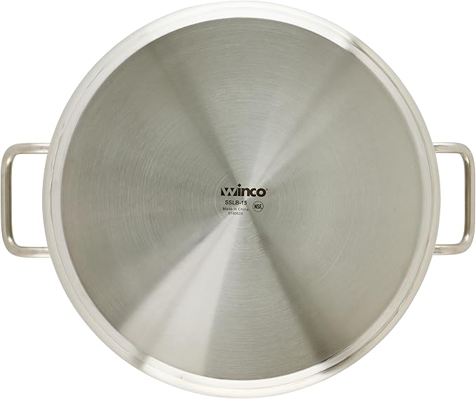 Winco Commercial-Grade Stainless Steel Brazier with Lid, 15 Quart