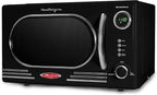 Nostalgia Retro Countertop Microwave Oven - 1.1 Cu Ft & 1000 Watt Power- Easy to Clean with Removable Glass Turntable - Child Safety Lock - 12 Programs - Digital Clock - Black