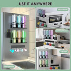 Magnetic Cup Holder for Refrigerator, Water Bottle Organizer for Stanley and Tumbler, Accessory with Lid Hook Straw Holder and Double Sided Tape for Kitchen Fridge Cabinet