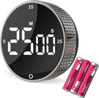 Digital Kitchen Timer, Large Display Magnetic Countdown Countup Timer, 3 Preset Times (5, 15, 25),Volume & Brightness Adjustable for Cooking Classroom Studying, Easy for Kids(Gunmetal 1PCS)