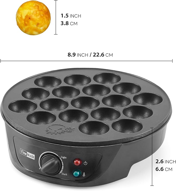 Takoyaki Maker Pan with Temperature Control, Tools and Recipes, Make 18 Japanese Octopus Balls at once, Easy to Use and Store