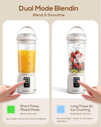 Sangcon Personal Portable Blender for Shakes & Smoothies, 6000mAh Cordless USB-C Rechargeable Blender with 2 Blend Modes, Leakproof Travel Lid, Dishwasher Safe, Ideal for Gym Office Kitchen, BPA-Free