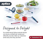 Zyliss Easy Control Handheld Slicer - Vegetable Slicer & Chopper - Fruit Cutter - Handheld Slicer with Two Stainless Steel Blades - Dishwasher Safe - White/Red, 13 inches