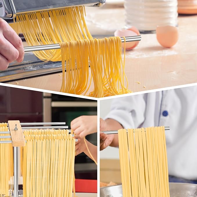 Large Pasta Drying Rack, Stable Pasta Drying Rack Collapsible for Fresh Spaghetti, 304 Stainless Steels Arms Prevents from Sticking, Drying Rack for Homemade Noddles, Tagliatelle, Fettuccine