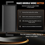 Universal Large Carbon Steel Griddle for Outdoor Gas Grill, Induction, Gas/Electric Stove, and Oven, Double Burner Griddle Comes with Grill Press, Pre-seasoned Nitride Coating Process