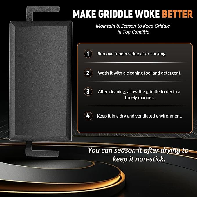 Universal Large Carbon Steel Griddle for Outdoor Gas Grill, Induction, Gas/Electric Stove, and Oven, Double Burner Griddle Comes with Grill Press, Pre-seasoned Nitride Coating Process