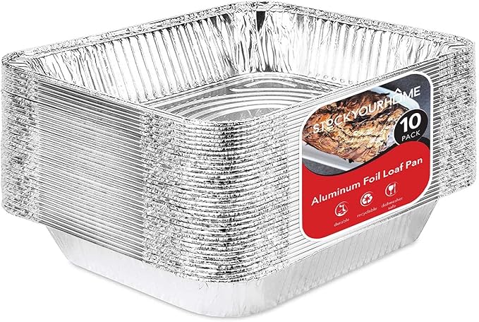 Stock Your Home Aluminum Pans 9x13 Disposable Foil Pans (10 Pack) - Half Size Steam Table Deep Aluminum Trays - Tin Foil Disposable Pans Great for Cooking, Heating, Storing, Prepping Food