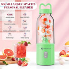 Portable 14OZ Juicer， High-Powered at 175W for Smoothies, Ice Blending, Juicing, and Food Processing ， Compact, Convenient, and Versatile (Green)