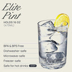 Drinique Unbreakable 16 Oz Drinking Glasses, Set of 4 - Tritan Plastic Shatterproof Tumbler Water Glasses, Drinking Cups, BPA-Free, Dishwasher Safe Alternative Glass Cups Set, 16 Ounces, Clear