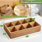 DRASTAR Acacia Wooden Tea Bag Organizer with 8 Slots, Sugar Packet Holder and Tea Bag Caddy Box for Countertop