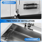 Cisily Kitchen Sink Caddy Sponge Holder in The Sink, Stainless Steel Kitchen Sink Organizer, Brush Holder, Dish Cloth Hanger, Sink Stopper Holder with 2 Installation Ways (Suction & Adhesives