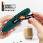 Zulay Kitchen Patented Tornado Triple Whisk Milk Frother with 4 Duracell Batteries – Handheld Foam Maker for Coffee, Lattes, Matcha & Hot Chocolate – Rich, Creamy Froth in Seconds - Dark Green
