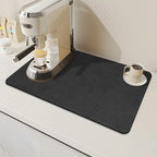 Findosom Dish Drying Mat, 12"x 20" Super Absorbent & Hide Stain Coffee Mat, Cuttable Drying Mat for Kitchen Counter, Coffee Bar Accessories, Under Dish Rack, Coffee Maker, Espresso Machine, Black-2