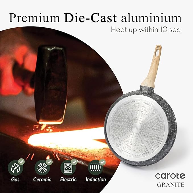 CAROTE 44pcs Pots and Pan Set Nonstick, Cookware Sets, Cooking Set Non Stick, Induction Cook Ware with Bakeware Set, Kitchen Knife Set