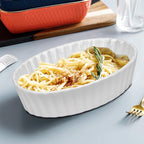Foraineam Set of 8 Pieces Porcelain Ramekins, 6 Ounce Oval Creme Brulee Ramekin Dishes 6 x 4-1/4 x 1-1/4 Inch Baking Ramekins Set