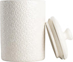 10 Strawberry Street Embossed Ceramic Kitchen Canister Set, Set of 3, Hampton White