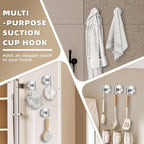 Suction Cup Hooks for Shower - Bathroom Reusable Hooks for Towels, Robes & Loofah - No-Drill Mounting on Kitchen,Walls,Metal,Glass,Mirrors,Tile & Smooth Non-Porous Surfaces (2, Chrome Polished)