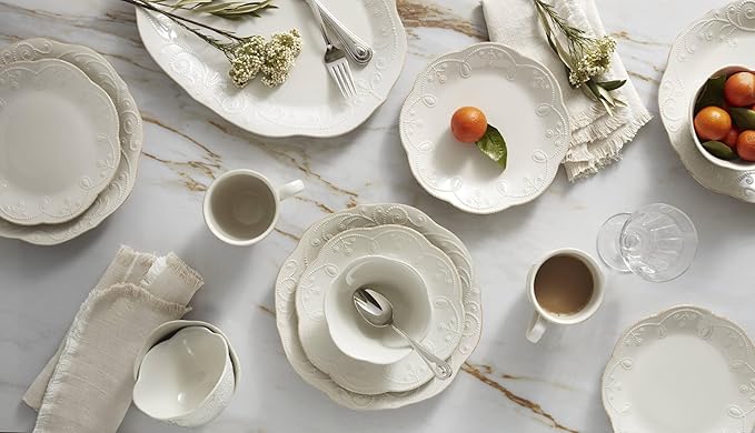 Lenox 890951 French Perle 12-Piece Plate & Bowl Dinnerware Set White